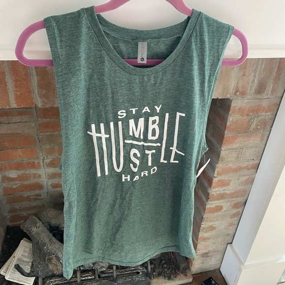 Next Level Apparel Tops - NWT Green Stay Humble Hustle Hard Tank Top size Small